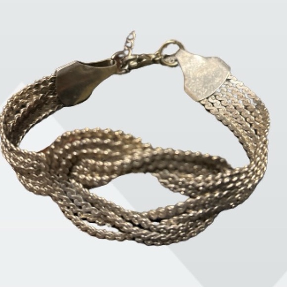Mexican Silver Braided Knot Bracelet 7” Vintage Preloved - Picture 9 of 10